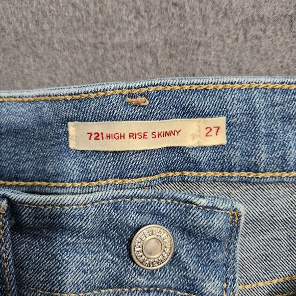 Levi's 721 Women 27 Mid Rise Skinny Japanese Denim Two Tone Raw Hem Jeans - Picture 7 of 13